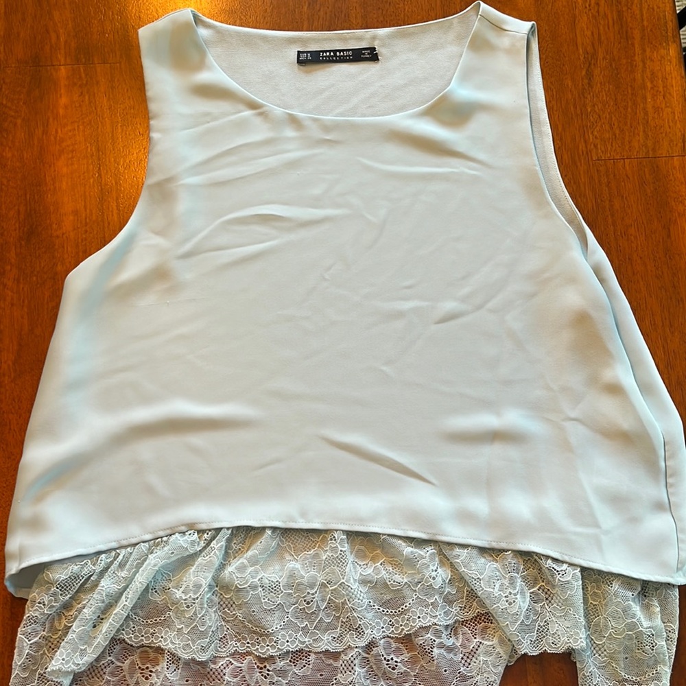 Zara basic green lace tank